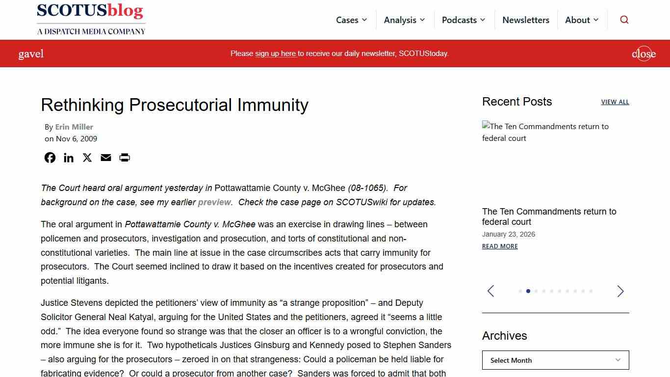 Rethinking Prosecutorial Immunity - SCOTUSblog